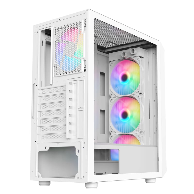 SAMA 205A Mid-Tower ATX Case White Tempered Glass - 3
