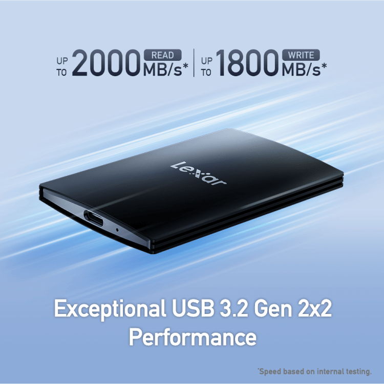 وحدة تخزين خارجية ليكسر SL500 بسعة 2 تيرابايت USB 3.2 Gen 2x2 محمولة أسود - 3