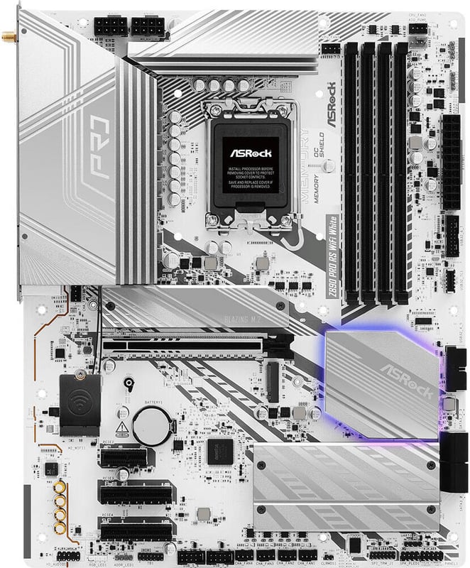 ASRock Z890 Pro RS WiFi White LGA 1851 ATX Motherboard DDR5 PCIe 5.0 Thunderbolt 4 - 3