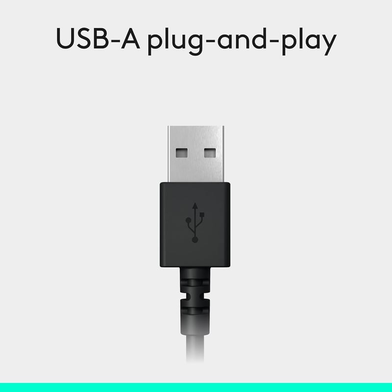 Logitech H390 USB Computer Headset Noise-Cancelling Microphone - Black - 6