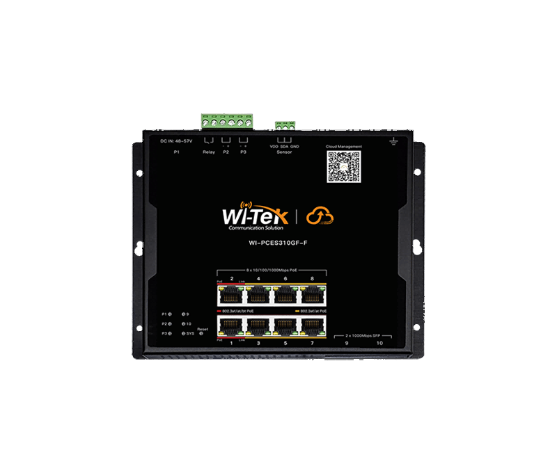 Wi-Tek Cloud Industrial PoE++ Switch WI-PCES310GF-F 8-Port Gigabit 2-SFP - 6