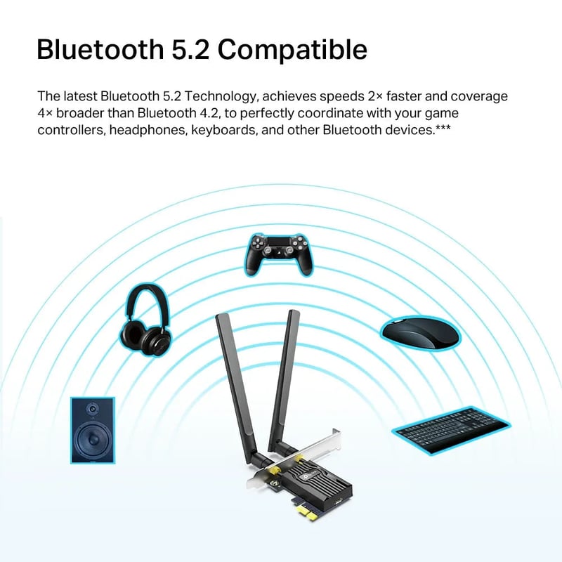 محول TP-Link Archer TX20E AX1800 Wi-Fi 6 Bluetooth 5.2 PCIe - 3