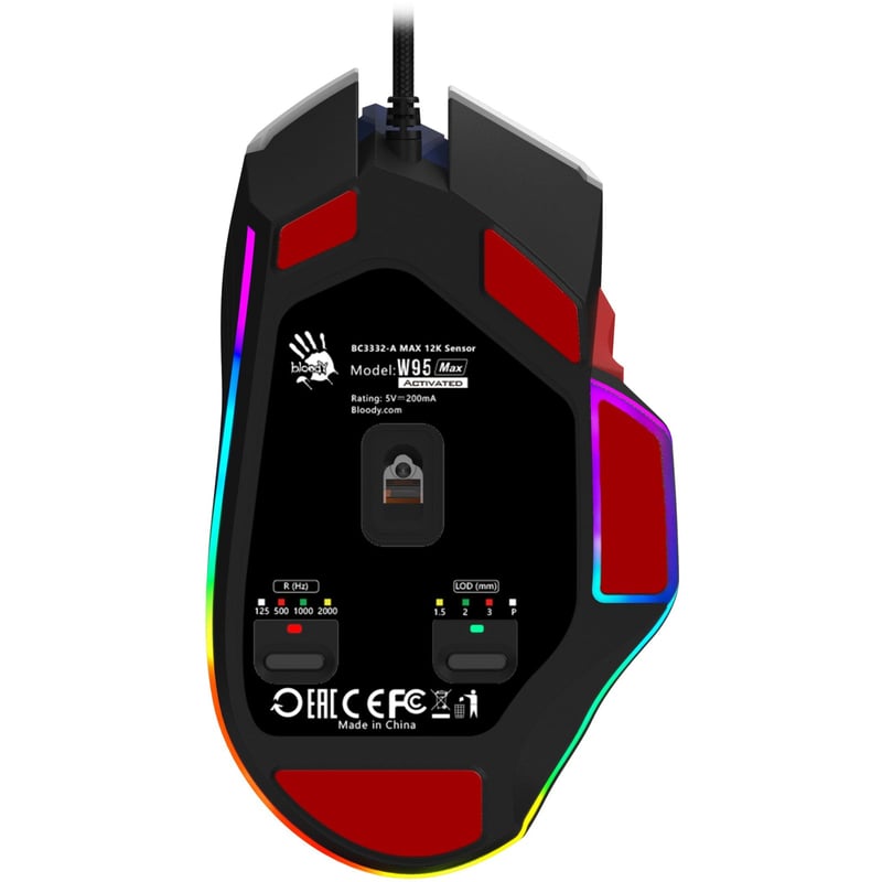 ماوس Bloody W95 Max Sports 12000 DPI سلكي RGB أحمر - 12