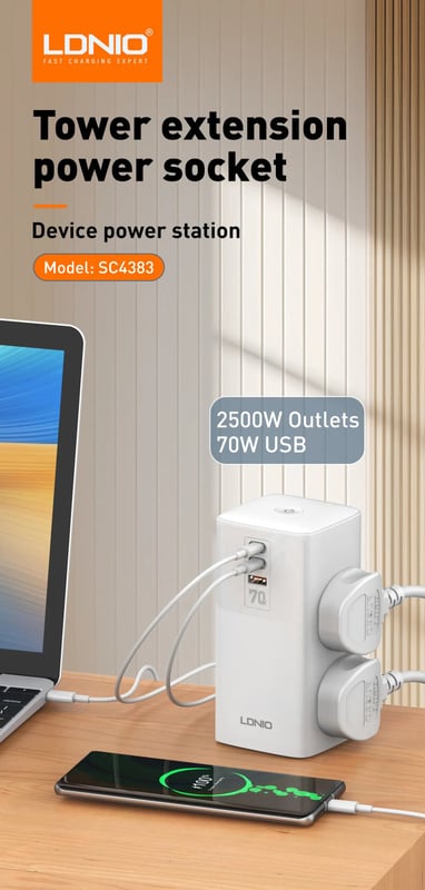 محول LDNIO 70W متعدد الوظائف للمكتب - 10