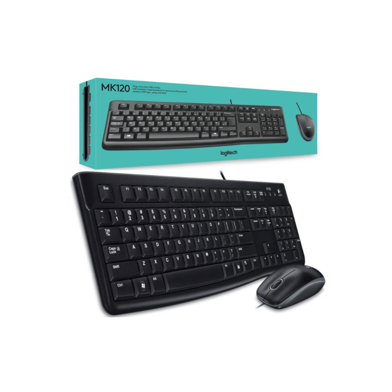 كيبورد Logitech MK120 Full-Size USB وماوس أسود - 1