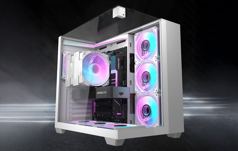 DarkFlash TH285 Mid-Tower ATX Case White Tempered Glass - 2