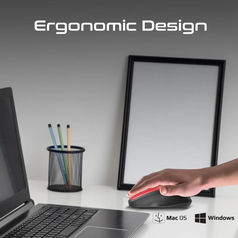 ماوس Promate UniGlide EZGrip 1600 DPI لاسلكي أحمر - 14