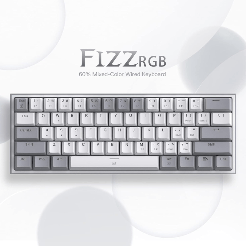 كيبورد Redragon Fizz K617 60% ميكانيكي قابل للتبديل USB-C RGB رمادي - 3