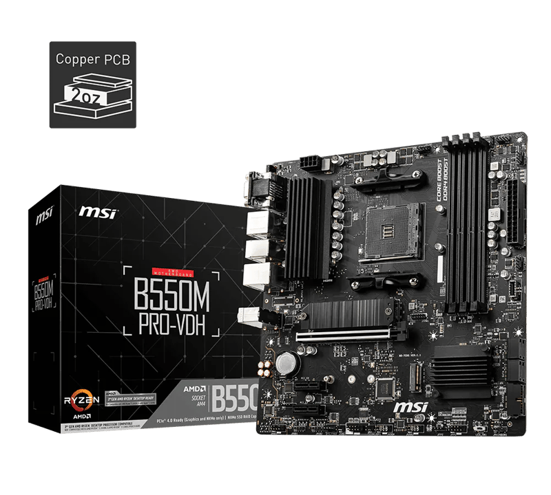 MSI B550M PRO-VDH AM4 Micro-ATX DDR4 Motherboard - 1