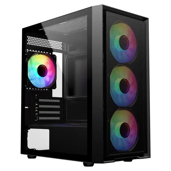 SAMA M203 Mini-Tower Micro-ATX Case Black Tempered Glass - 4