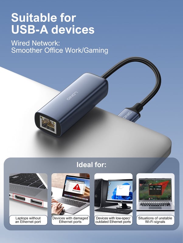 محول LDNIO RJ-01U USB 3.0 إلى Gigabit Ethernet - 7