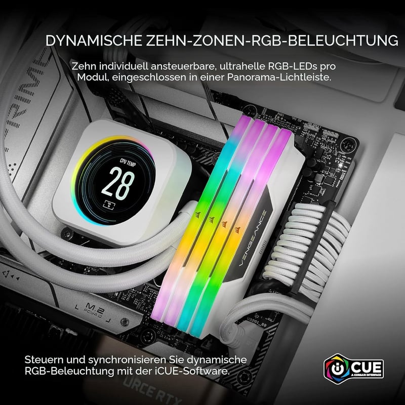 Corsair VENGEANCE RGB 32GB (2x16GB) DDR5 5600MHz CL40 White - 5