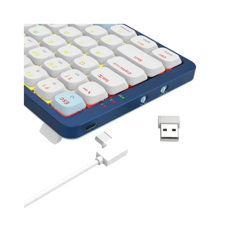 كيبورد Redragon K684WB Eva Pro ميكانيكي لاسلكي RGB أبيض/أزرق - 5