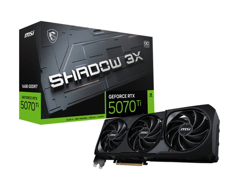 كارت شاشة MSI GeForce RTX 5070 Ti 16GB GDDR7 Shadow 3X OC Edition - 1