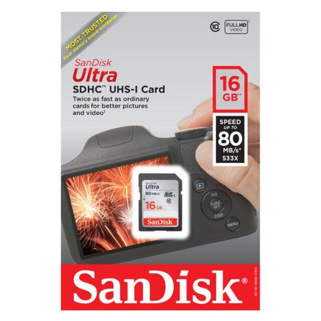 SanDisk Ultra 16GB SDHC UHS-I 80MB/s Memory Card - 3