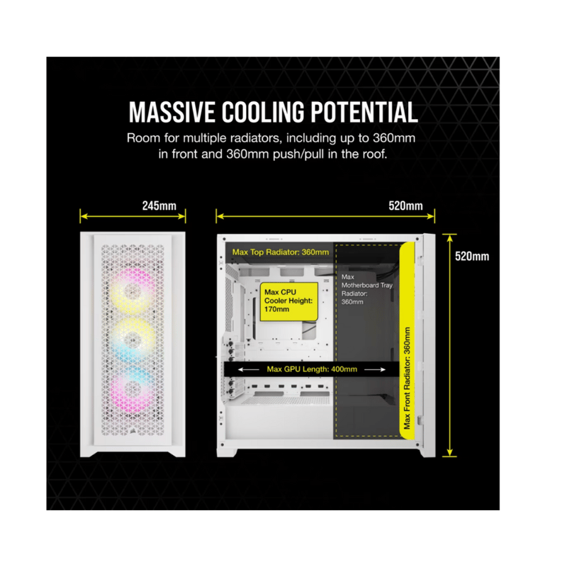 كيس Corsair 5000D iCUE Airflow Mid-Tower White - 6