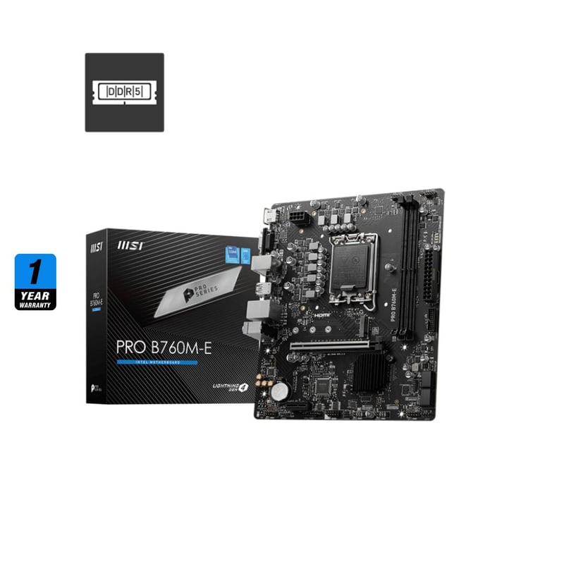 لوحة أم MSI PRO B760M-E Micro-ATX DDR5 LGA1700 - 1