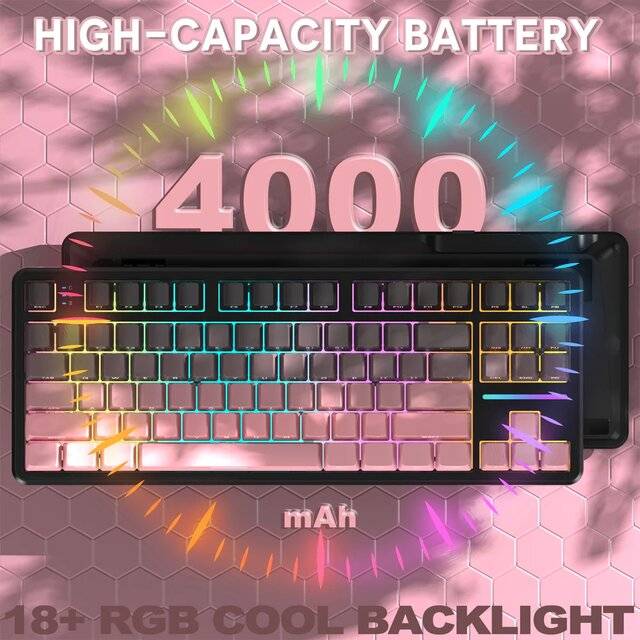 كيبورد Attack Shark X87 TKL 80% Hot-Swappable Tri-Mode Wireless RGB أسود - 3