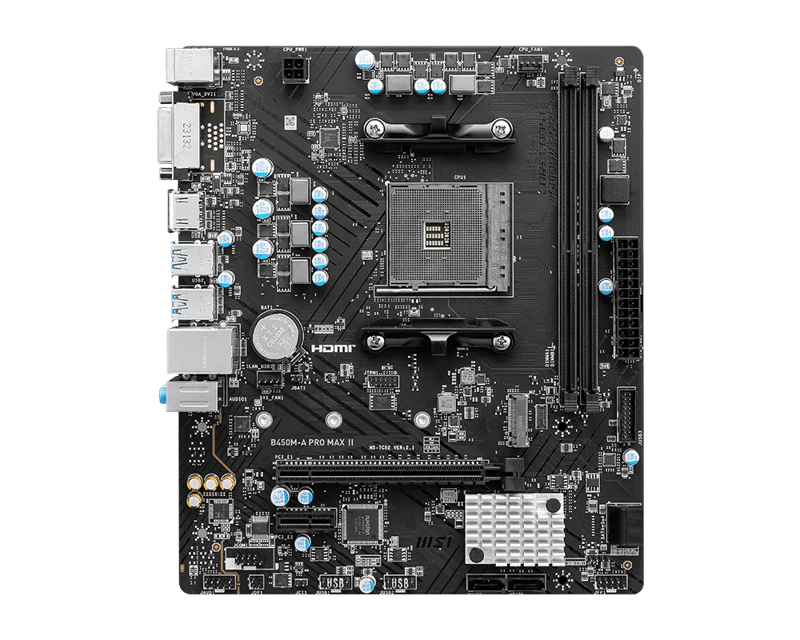 مذربورد إم إس آي B450M-A PRO MAX II مقاس Micro-ATX لمعالجات AM4 بذاكرة DDR4 - 3