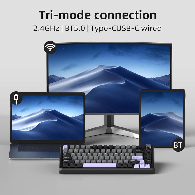 Magegee Captain75 75% Mechanical Keyboard, Purple, Aluminum Case, Blueberry Switch, RGB - 6