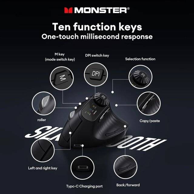 Monster Airmars M2 Max 32000 DPI Dual-Mode Gaming Mouse White - 4