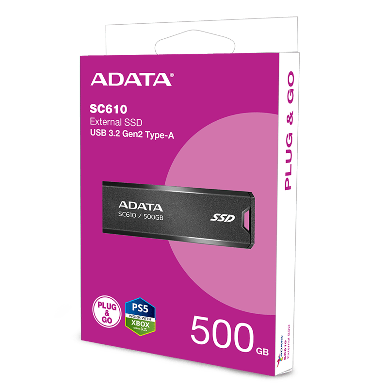 هارد خارجي ADATA SC610 500GB USB 3.2 Gen2 أسود - 8