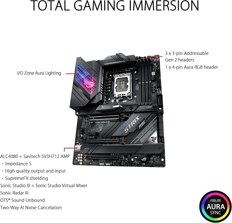 مذربورد أسوس ROG STRIX Z690-E GAMING WIFI لمعالجات LGA 1700 مقاس ATX مع DDR5 و PCIe 5.0 - 5