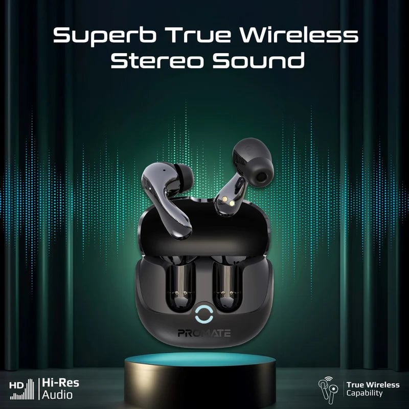 سماعات Promate Baton TWS ANC Bluetooth 5.4 13mm IPX4 6H أبيض - 19