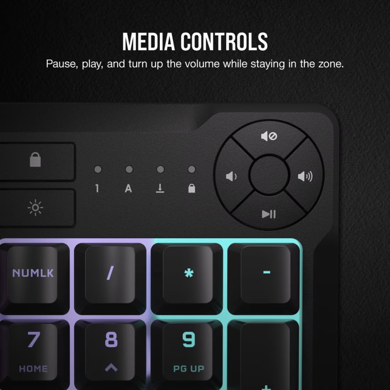 كيبورد Corsair K55 Core Full-Size Membrane RGB سلكي أسود - 4