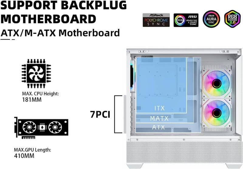 SAMA SV02 Mid-Tower ATX Case White Tempered Glass - 2