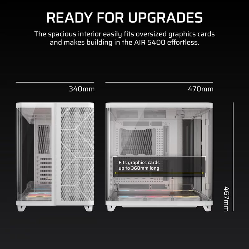كيس Corsair 5400 RS-R Mid-Tower أبيض زجاجي مقوى ARGB - 12