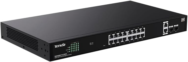 سويتش تيندا TEG2220P-16-250W مدار سحابياً بـ 18 منفذ جيجابت (16 PoE + منفذين SFP) بقدرة 250 واط - 1