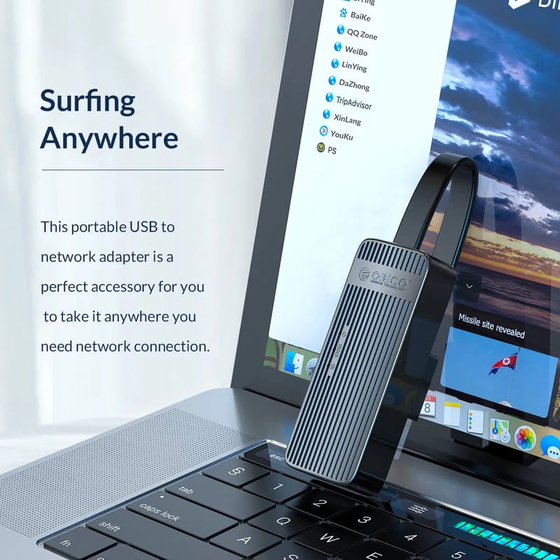 محول Orico UTK-U3 USB 3.0 إلى Gigabit Ethernet أسود - 4