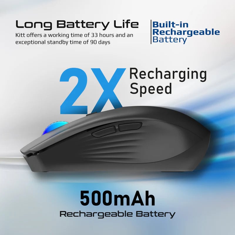 Promate Kitt Wireless Ergonomic Optical Mouse LED Rainbow - 5