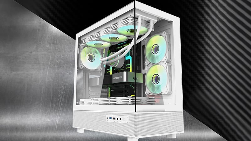 DarkFlash DPX90 Mid-Tower ATX Case White Tempered Glass - 7