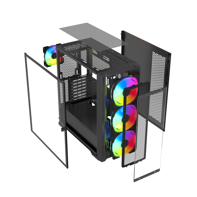 Raptor Falcon Strike Mid-Tower ATX Case Black Tempered Glass - 8
