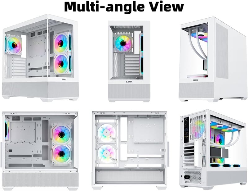 SAMA SV02 Mid-Tower ATX Case White Tempered Glass - 4