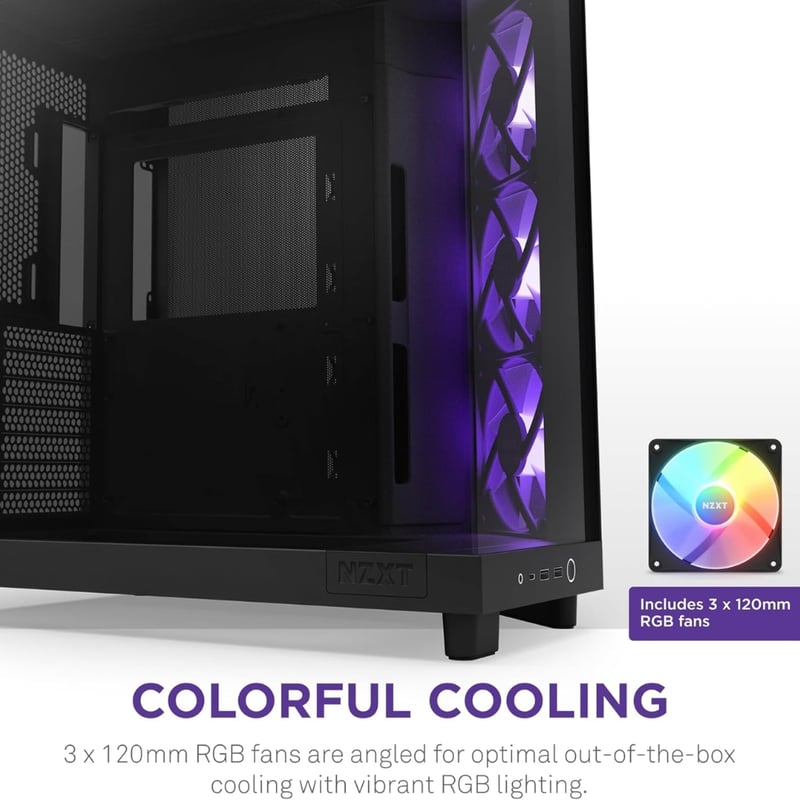 كيس NZXT H6 Flow RGB Compact Dual-Chamber برج متوسط Mini-ITX أسود - 5