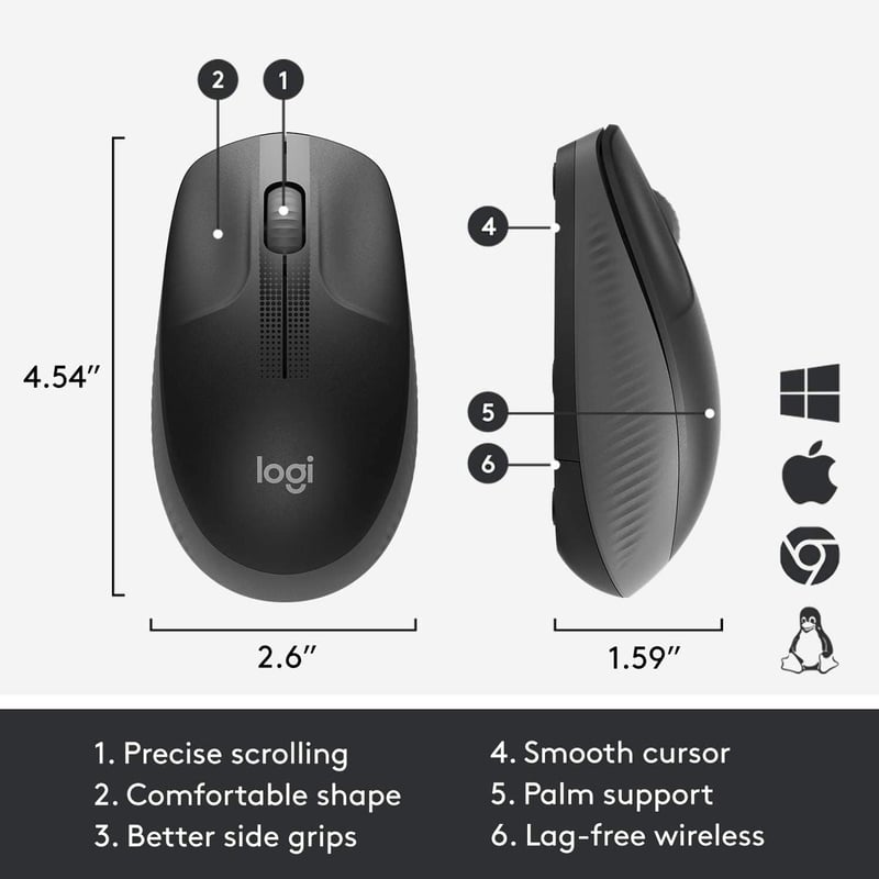 ماوس Logitech M190 1000 DPI لاسلكي أسود - 7