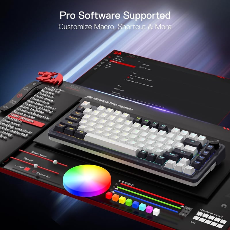 Redragon K673GG RGB Pro 75% Gasket Mechanical Keyboard Dual-Mode - 7