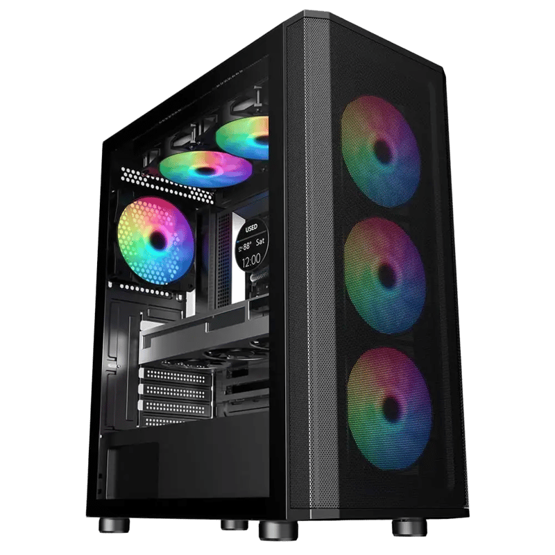 SAMA 3311B Mid-Tower ATX Case Black Tempered Glass - 6