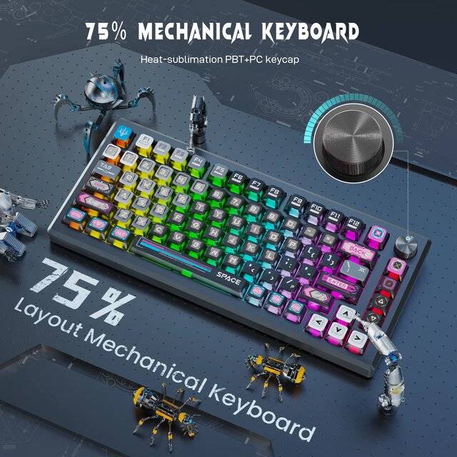 كيبورد Redragon K732MC-RGB-PRO 75% ميكانيكي قابل للتبديل لاسلكي RGB - 3
