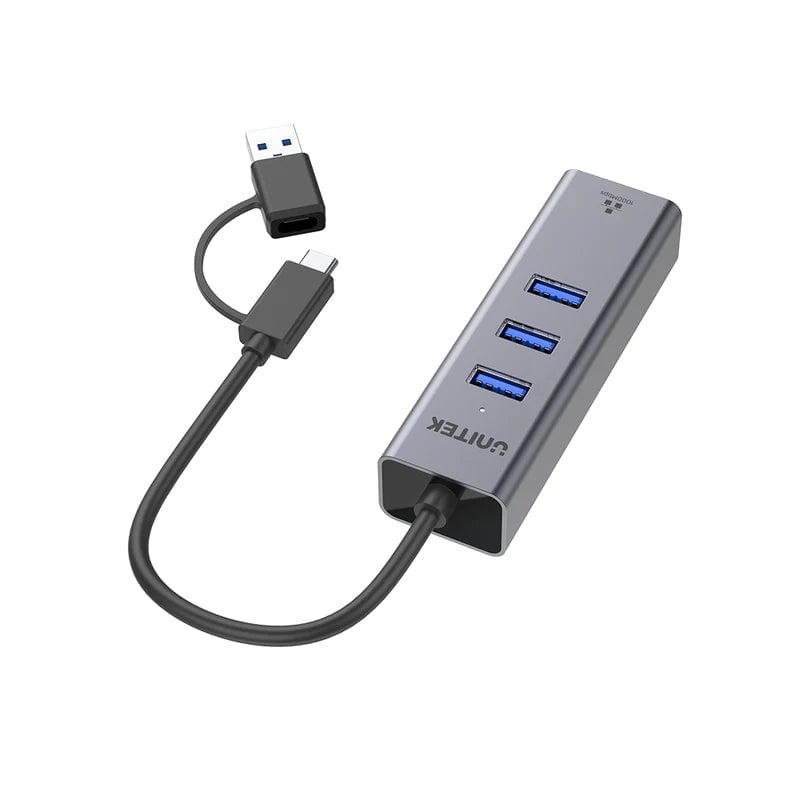 UNITEK Y-3088B USB-C to Ethernet 4-in-1 Adapter Gray - 5