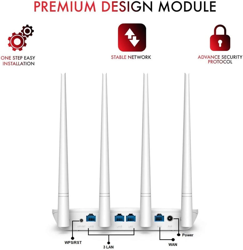راوتر Tenda F6 V3.0 N300 بتردد أحادي WiFi 4 - 5