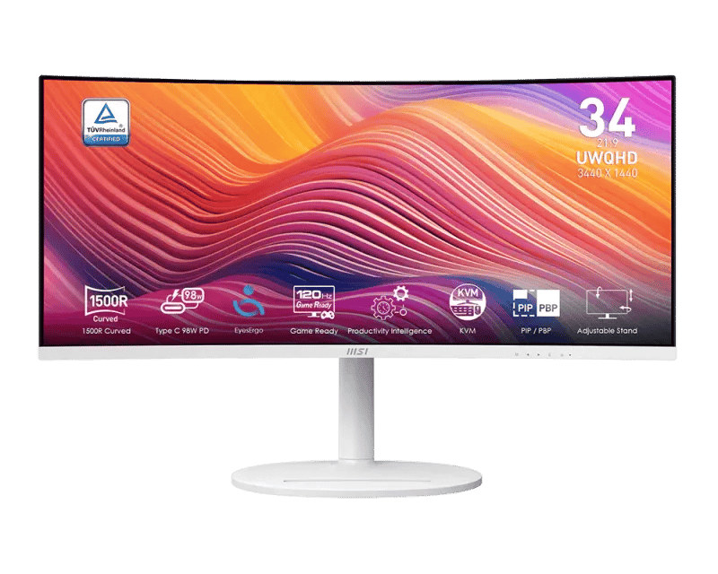 شاشة MSI 34″ 3440x1440 120Hz VA أبيض - 1