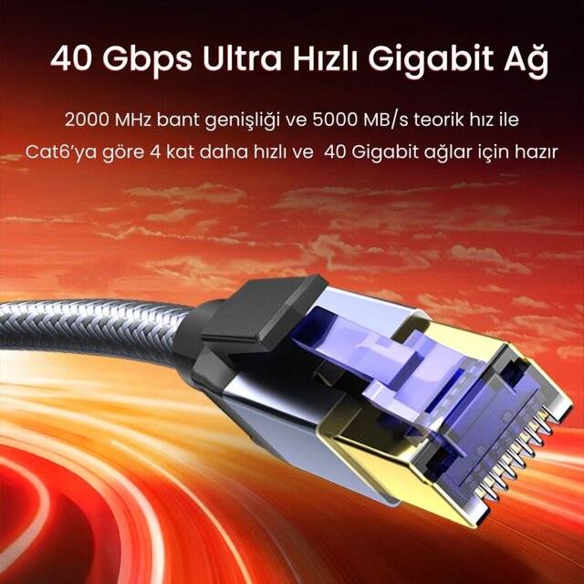 كيبل VegGieg Cat8 Ethernet 40G SFTP 2m رمادي - 4