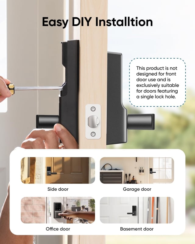 Eufy Smart Lever Lock C33 Fingerprint Wi-Fi Door Lock Black - 7