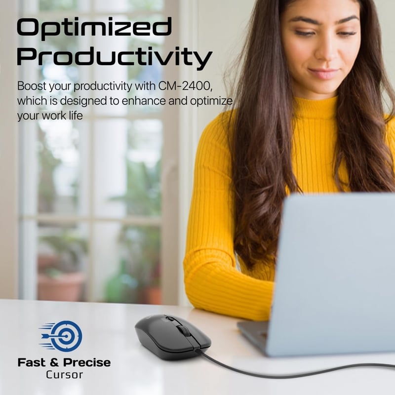 Promate Wired Mouse 2400DPI 4 Buttons Anti-Slip - 5