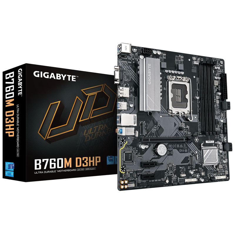 لوحة أم جيجابايت GIGABYTE B760M D3HP بمقبس Intel LGA 1700 ودعم ذاكرة DDR5 بحجم mATX - 1
