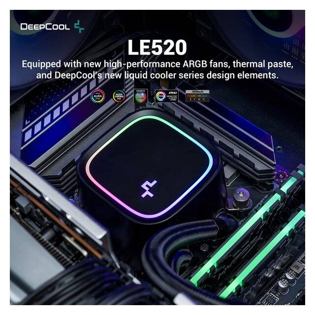 مبرد DeepCool LE520 240mm AIO سائل 220W TDP أسود - 6
